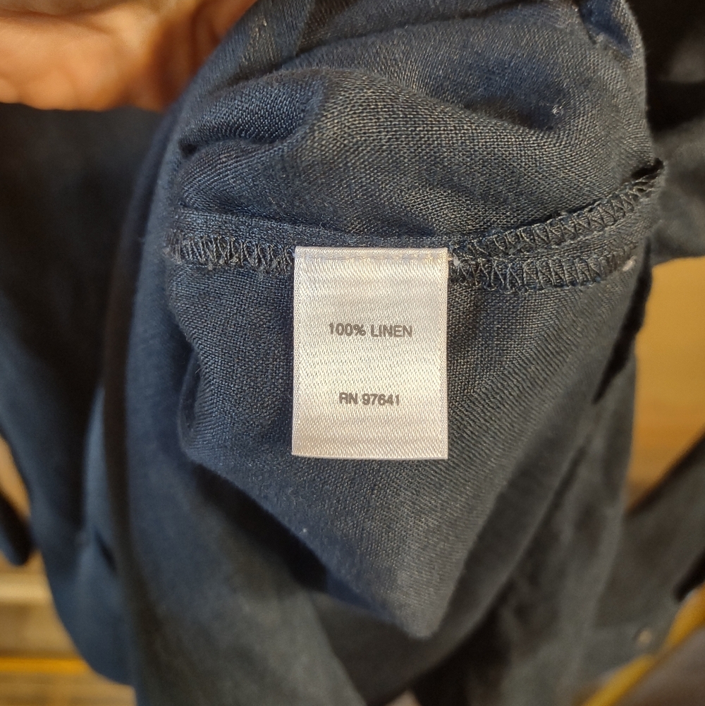 J Jill Linen Navy Blue Button Down Top - Picture 7 of 8